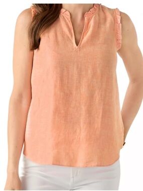 NWT Lilly Pulitzer Kavalla Sleeveless Ruffle Top - Papaya x Resort White - XS